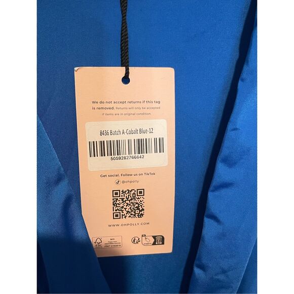 NWT Oh Polly AMALDA Slinky Jersey Plunge Hardware Detail Maxi Dress Cobalt Blue - Picture 10 of 12